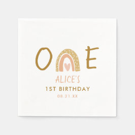 Earthy Rainbow Girl 1. Geburtstag Party Serviette