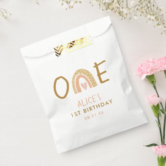 Earthy Rainbow Girl 1st Birthday Favor Bag Geschenktütchen (Versiegelt)