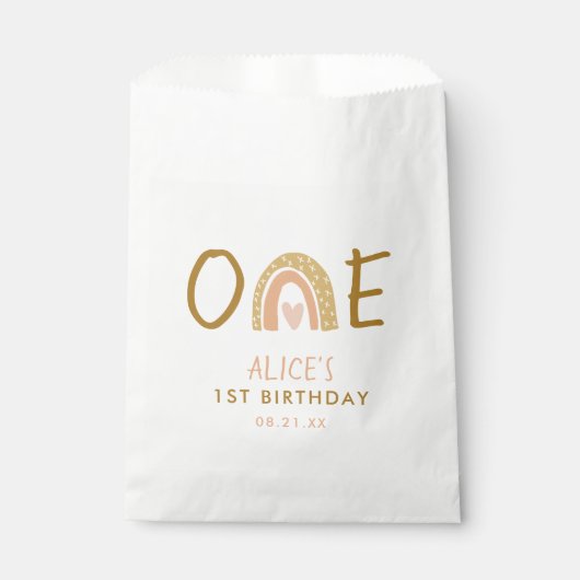 Earthy Rainbow Girl 1st Birthday Favor Bag Geschenktütchen (Vorderseite)