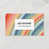 Earthy Rainbow Stripes QR Code Social Media Chic Visitenkarte (Vorderseite)