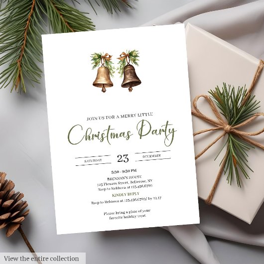 Earthy Red Green Watercolor Rustic Christmas Party Einladung