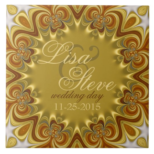 Earthy Retro Bohemisch Wedding Keepake Keramik Fliese (Vorderseite)