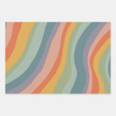 Earthy Retro Bold Wavy Strip farbenfrohe, moderne Geschenkpapier Set (Vorderseite 2)