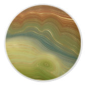 Earthy Retro Strata | Vintages neutrales Tone-Agat Keramikknauf (Vorderseite)