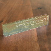 Earthy Retro Strata | Vintages neutrales Tone-Agat Namensplakette (Seite)