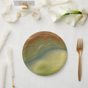 Earthy Retro Strata   Vintages neutrales Tone-Agat Pappteller