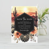 Earthy Romantic Cactus Wedding Save The Date (Stehend Vorderseite)