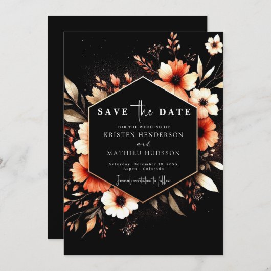 Earthy Romantic Terracotta Wedge Save The Date (Vorne/Hinten)