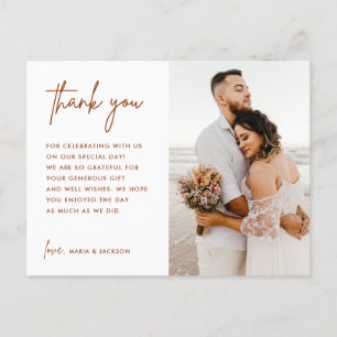 Earthy Rust Wedding Foto Danke, Postcard Postkarte