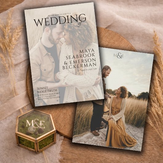 Earthy Rustic Photo Wedding Einladung