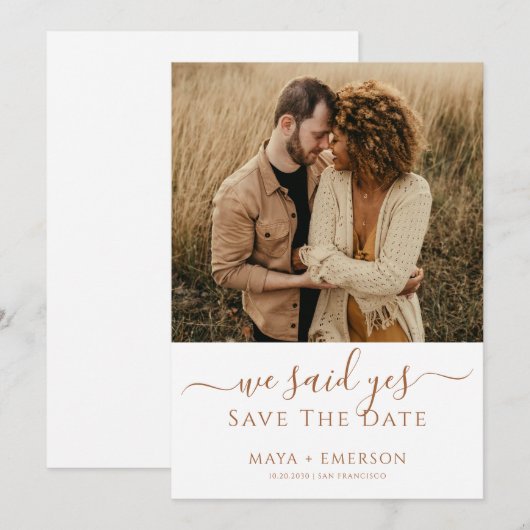 Earthy Rustic Photo Wedding  Save The Date (Vorne/Hinten)