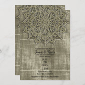 Earthy Rustic Tan Mandala Minimal Wedding Einladung (Vorne/Hinten)