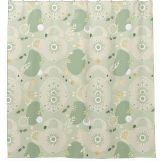 Earthy Sage Green Duschvorhang - Boho Design