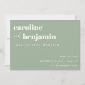 Earthy Sage Green Minimalistisch Modern Wedding Si Save The Date (Vorderseite)