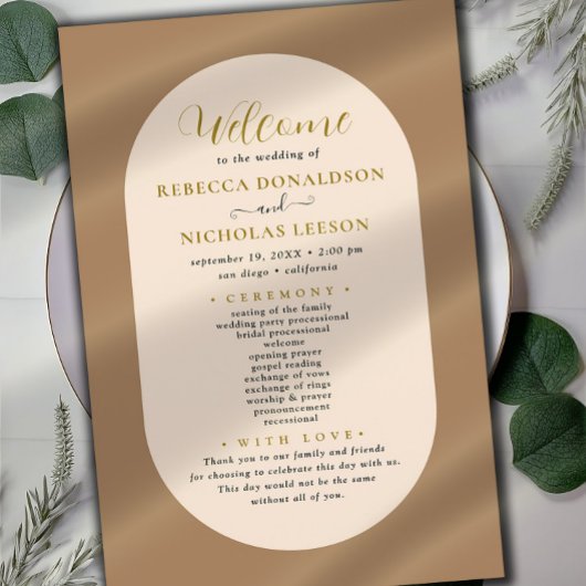 Earthy Script Calligraphy Wedding Program