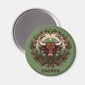 Earthy, Sensual Taurus Zodiac Star Sign Art Design Magnet (Vorderseite/Rückseite)