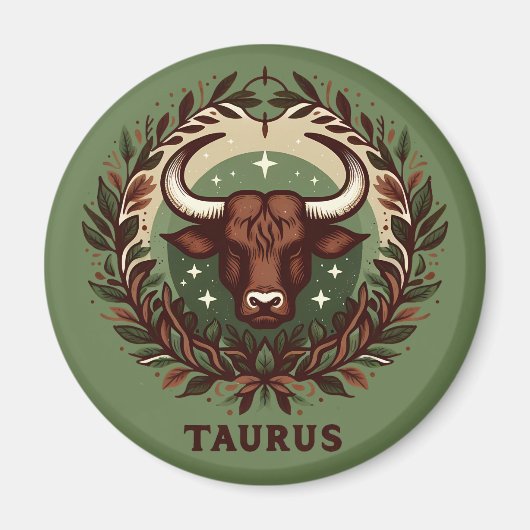 Earthy, Sensual Taurus Zodiac Star Sign Art Design Magnet (Vorne)