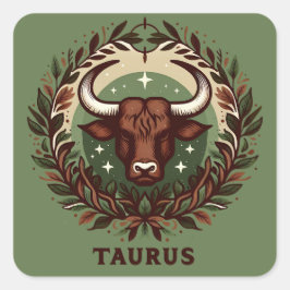 Earthy, Sensual Taurus Zodiac Star Sign Art Design Quadratischer Aufkleber