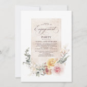 Earthy Shade Blume Boho Elegante Engagement Party Einladung (Vorderseite)