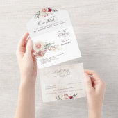 Earthy Shade Blume Elegant Boho Wedding All In One Einladung (Abreißen)