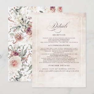 Earthy Shade Blume Elegant Boho Wedding Details Begleitkarte