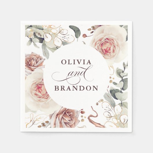 Earthy Shade Blume Elegant Boho Wedding Serviette (Vorderseite)