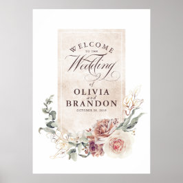 Earthy Shade Blume Elegante Wedding Welcome Sign Poster