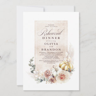 Earthy Shade Floral Pumpkins Boho Probe Dinner Einladung