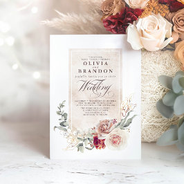 Earthy Shades Blume Boho Elegant Wedding Einladung