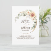 Earthy Shades Blume Boho Elegant Wedding Einladung (Stehend Vorderseite)