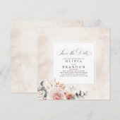 Earthy Shades Floral Elegant Save the Date Ankündigung (Vorne/Hinten)