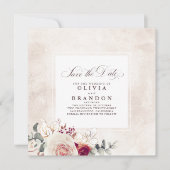 Earthy Shades Floral Elegant Save the Date Ankündigung (Vorderseite)