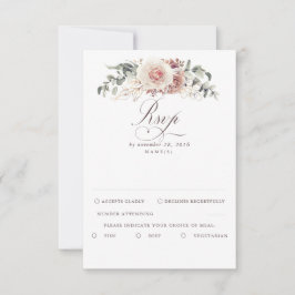 Earthy Shades Foliage Boho Wedding RSVP Karte