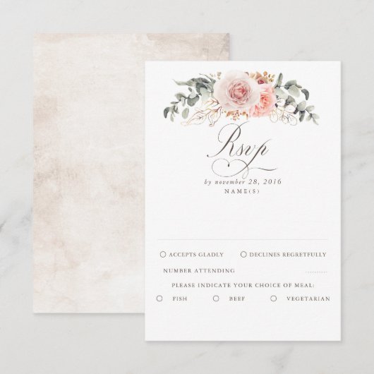 Earthy Shades Foliage Boho Wedding RSVP Karte (Vorne/Hinten)