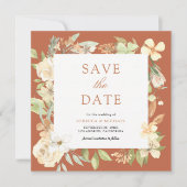 Earthy Soft Peach Floral Terracotta Wedge Save The Date (Vorderseite)