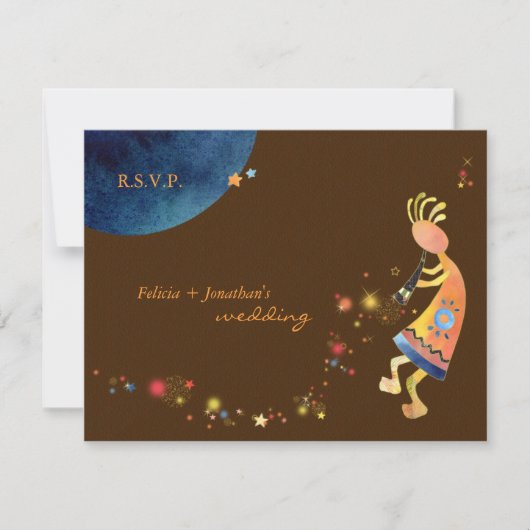 Earthy Starry Kokopelli Wedding RSVP (Vorderseite)