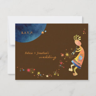 Earthy Starry Kokopelli Wedding RSVP Karte