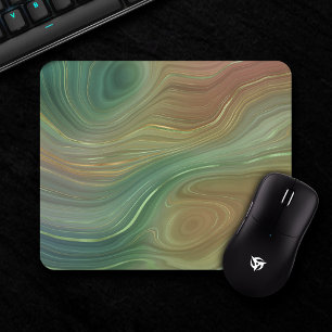 Earthy Strata   Emerald Green Brown Gold Agate Mousepad