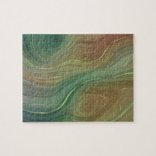 Earthy Strata   Emerald Green Brown Gold Agate Puzzle