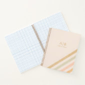 Earthy Stripes | Boho Chic Personalisiert Monogram Notizblock (Innenseite)