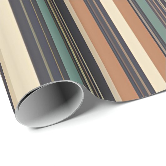 Earthy Stripes Midjahrhundert Moderne Geschenkwrap Geschenkpapier (Rolleneckpunkt)