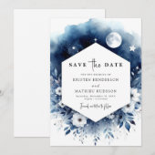 Earthy Stylish Moonlit Wedding Save The Date (Vorne/Hinten)