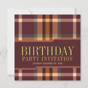 Earthy Tartan Plaid Geburtstagsparty Einladungen