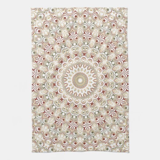 Earthy Taupe and Rust Mandala Pattern Geschirrtuch (Vertikal)