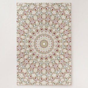Earthy Taupe and Rust Mandala Pattern Puzzle