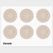 Earthy Taupe and Rust Mandala Pattern Runder Aufkleber (Blatt)