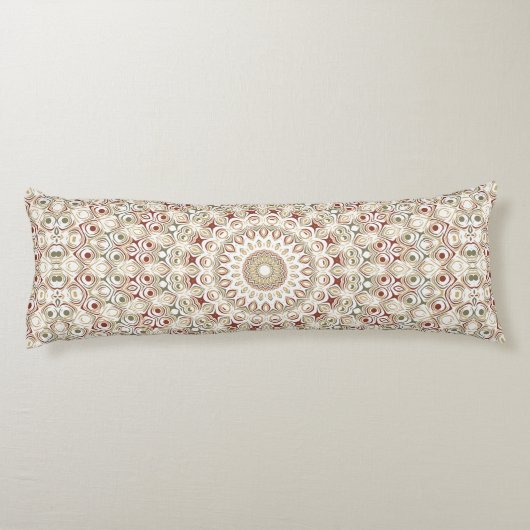Earthy Taupe and Rust Mandala Pattern Seitenschläferkissen (Rückseite)
