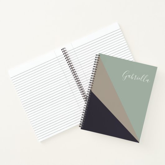 Earthy Taupe and Sage Geometric Personalisiert Notizblock (Innenseite)