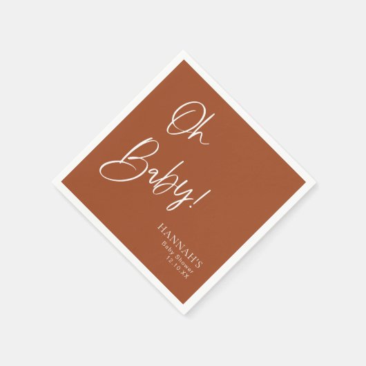 Earthy Terracotta Bohemisch Baby Dusche Serviette (Ecke)