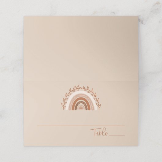 Earthy Terracotta Boho Rainbow Platzkarten (Außenseite Aufgefaltet)
